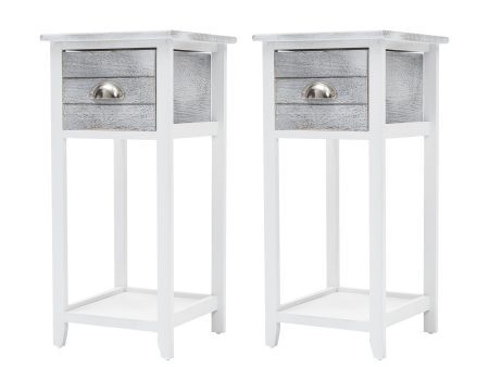 2X Bedside Table Drawer Vintage Side Table Storage Cabinet VALERIE GREY Online Sale