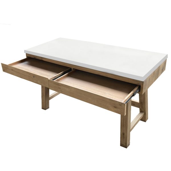 Stony 140cm Computer Writing Desk with Concrete Top - White Fashion