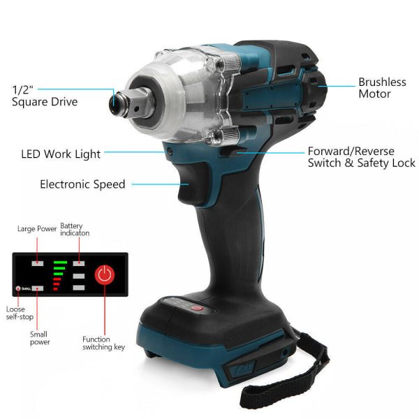 1 2  Cordless Impact Wrench Driver for Makita 18V Battery Sale